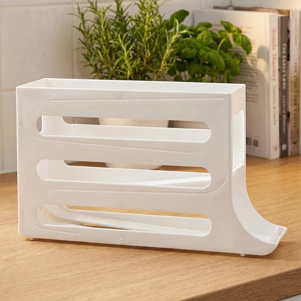 Auto-Rolling 4-Tier Egg Holder for Fridge – Space-Saving Gravity Egg Dispenser & Container